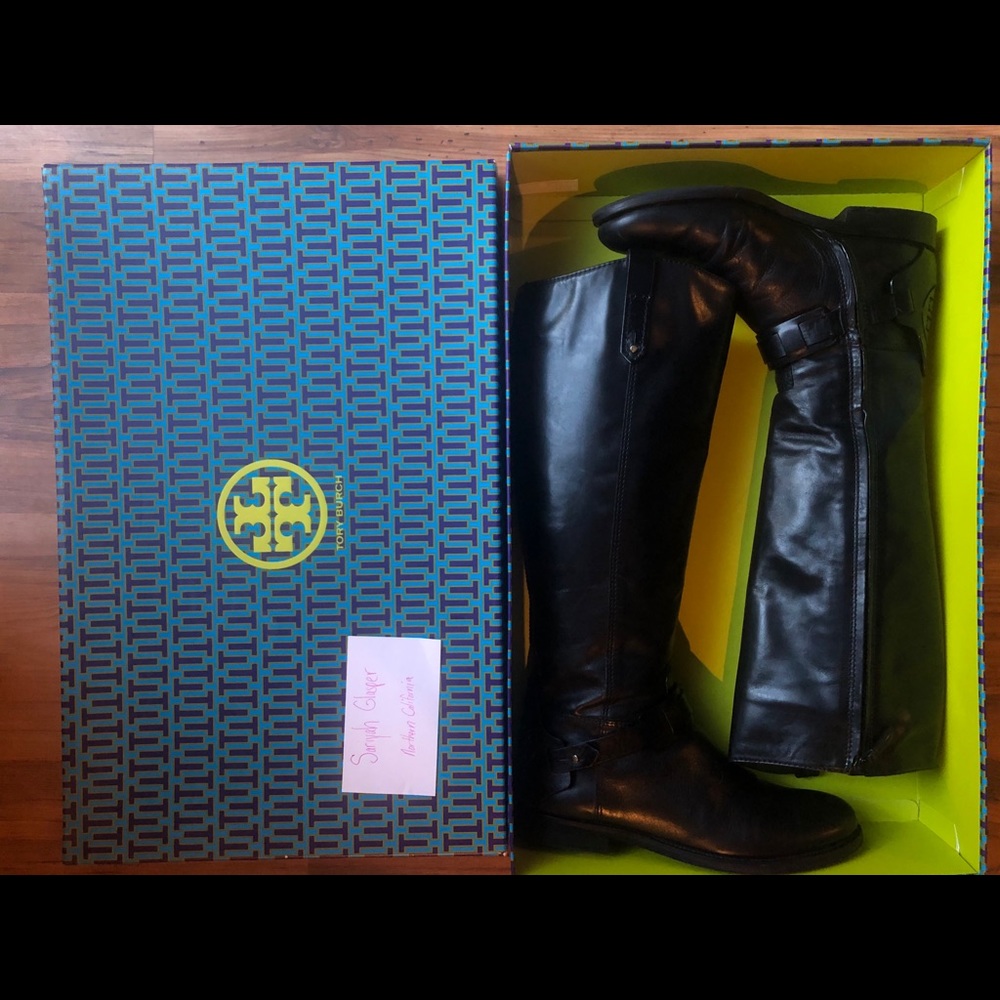 Tory Burch Black Derby Riding Boots Size 9